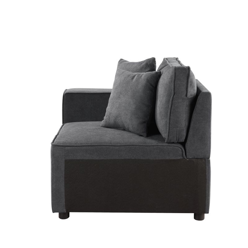 ACME Silvester Modular - Left Facing Chair w/2 Pillows, Gray Fabric