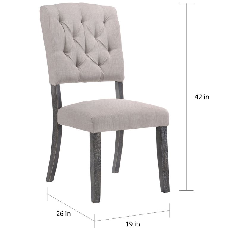 ACME Bernard Side Chair (Set-2), Linen & Weathered Gray Oak