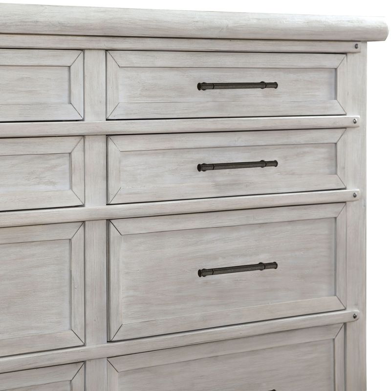 Transitional White 56-inch Wide 8-Drawer Solid Wood Dresser