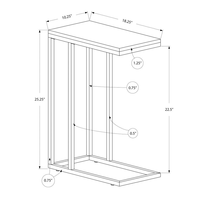 Accent Table/ C-shaped/ End/ Side/ Snack/ Living Room/ Bedroom/ Metal/ Laminate/ Brown/ Contemporary/ Modern