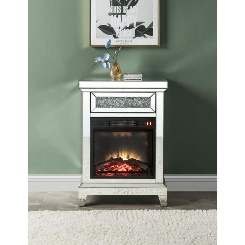 ACME Noralie Fireplace, Mirrored & Faux Diamonds