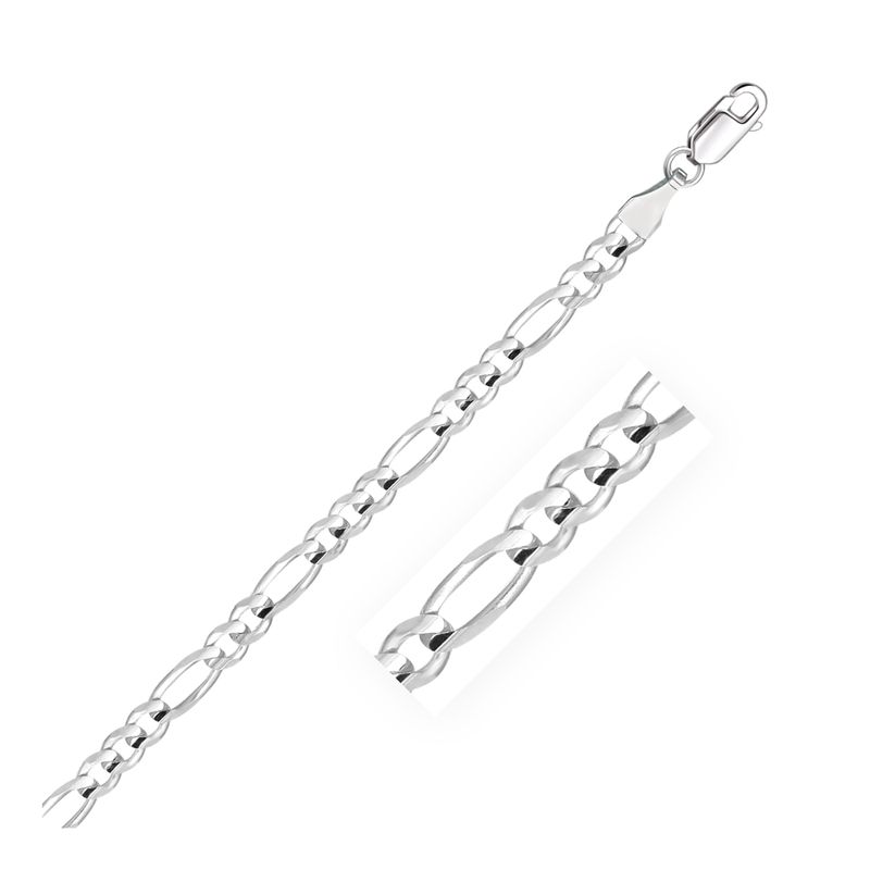 4.6mm 14k White Gold Solid Figaro Chain (24 Inch)