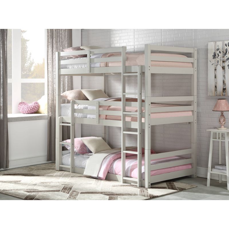 ACME Ronnie Triple Twin Bunk Bed, Light Gray