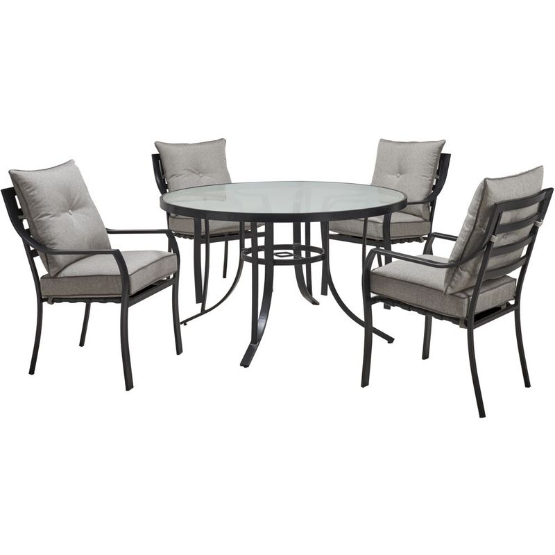 Lavallette 5pc: 4 Dining Chairs and Round Glass Table