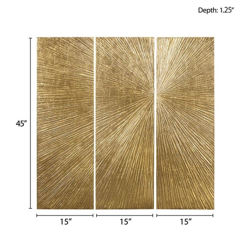 Sunburst Hand Painted Triptych 3-piece Dimensional Resin Wall Art Set