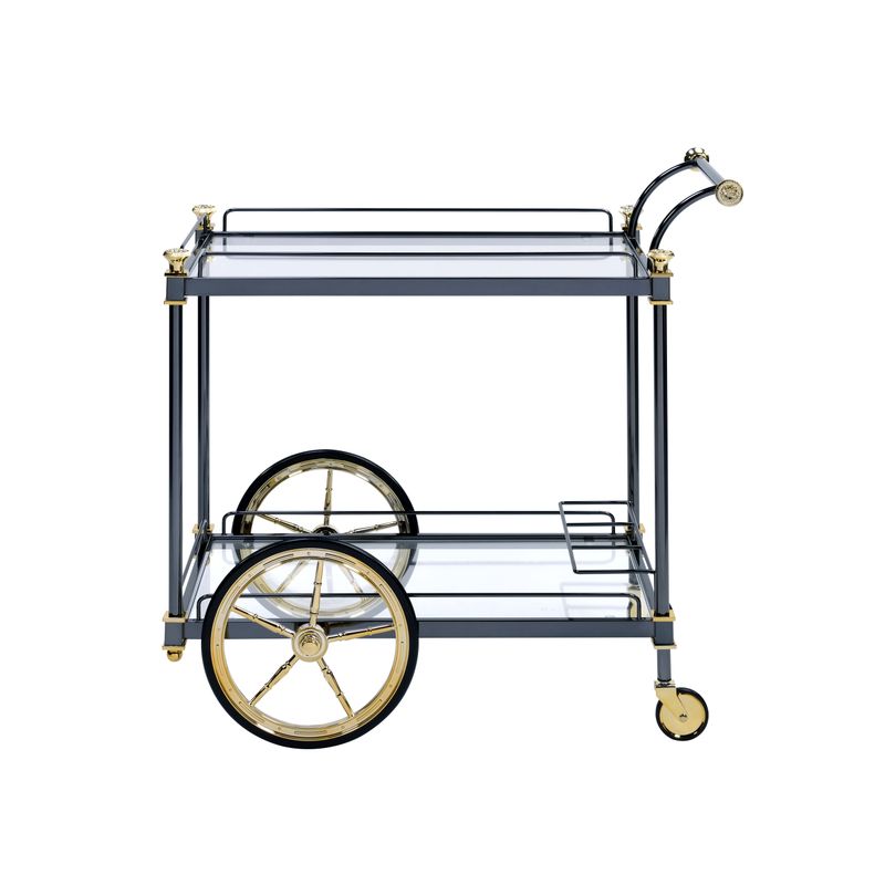ACME Cyrus Serving Cart, Black/Gold & Clear Glass