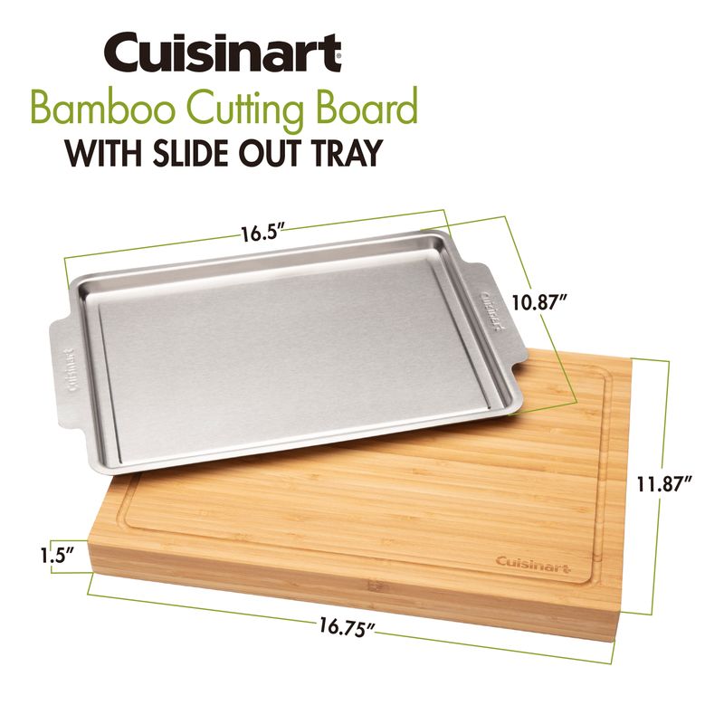 Cuisinart - Bamboo Cutting Board w/ Stainless Steel Tray