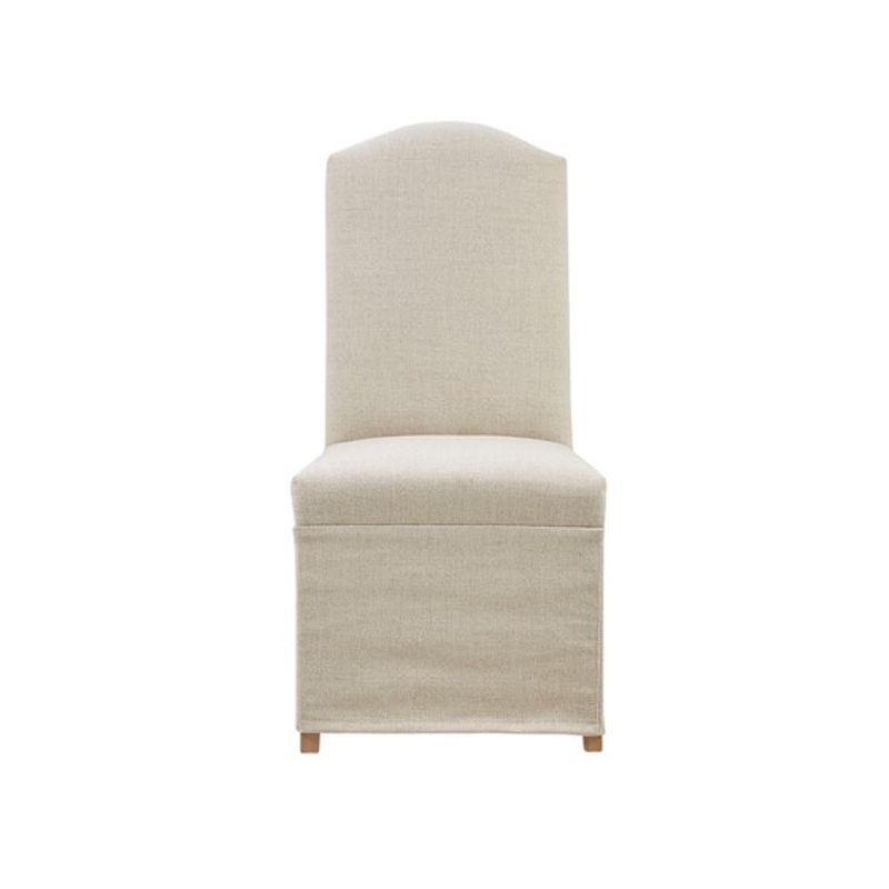 Beige Foster Set of 2 High Back Dining Chairs with Skirts