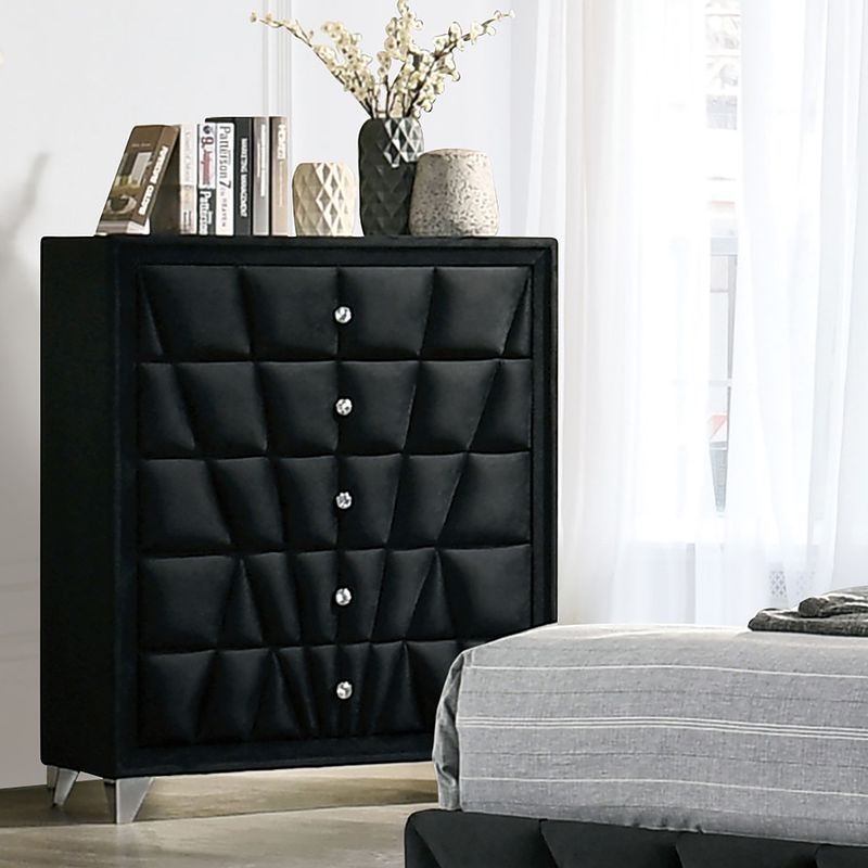 Transitional Fabric Upholstered Chest in Black