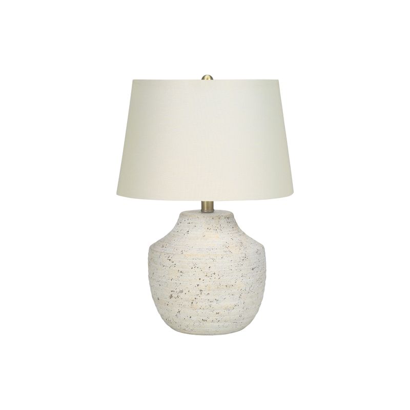 Lighting - 20"H Table Lamp Cream Concrete / Ivory Shade