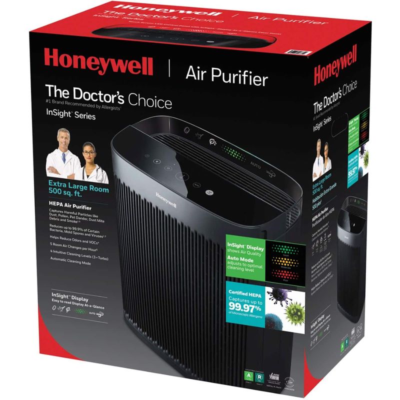 Honeywell - Allergen Plus HEPA Air Purifier, Extra-Large Rooms (500 sq.ft) - Black