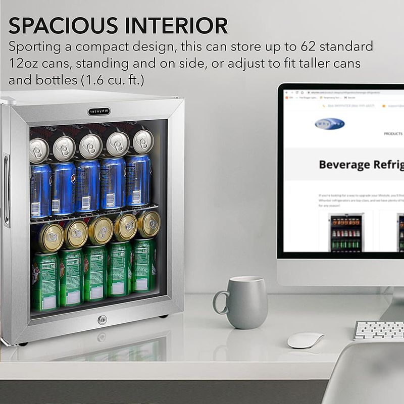 Whynter - 62-Can Beverage Refrigerator With Lock - Silver