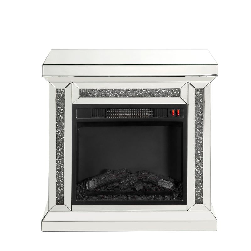 ACME Noralie Fireplace, Mirrored & Faux Diamonds