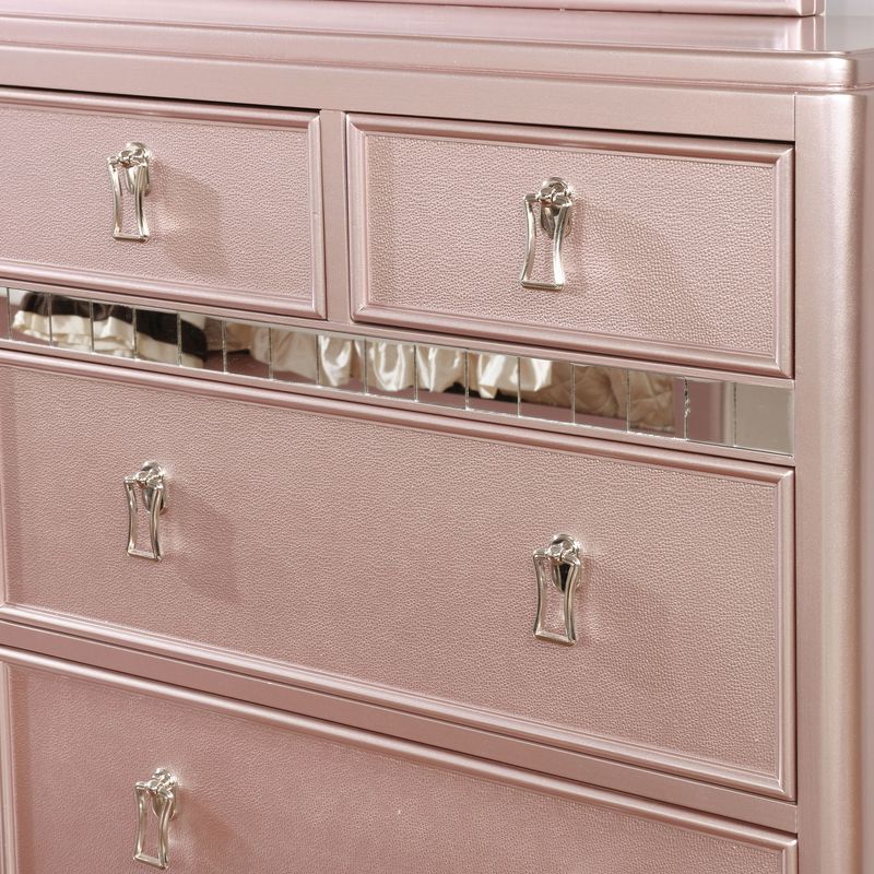 Contemporary Solid Wood 7-Drawer Dresser in Rose Gold