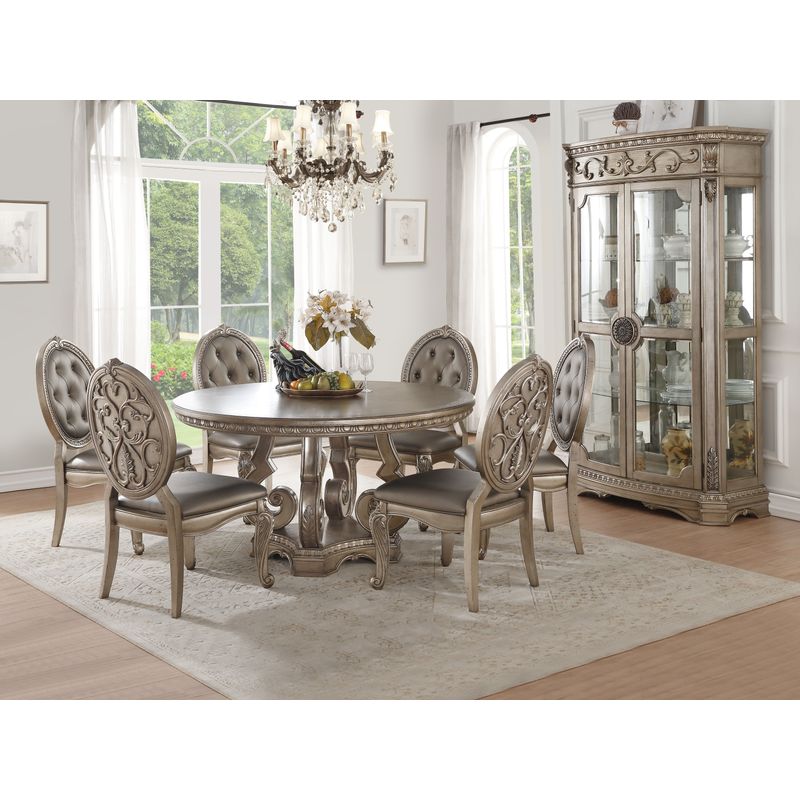 ACME Northville Side Chair (Set-2), Synthetic Leather & Antique Silver