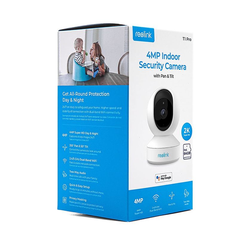 Reolink - Smart 4MP Indoor Super HD 64GB Security Camera with Motion Spotlights - White