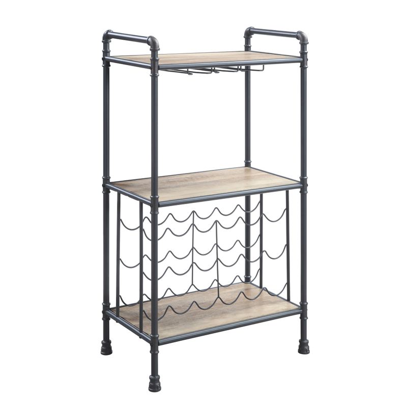 ACME Brantley Wine Rack, Antique Oak & Sandy Gray Finish