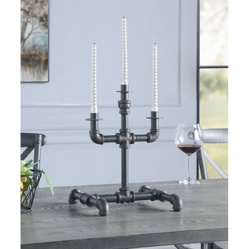 ACME Brantley Candle Holder, Sandy Gray Finish