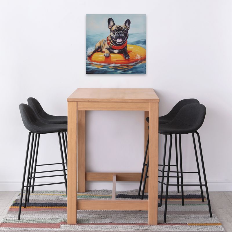 Frenchie/Blue Multi Beach Dogs Frenchie Canvas Wall Art See below