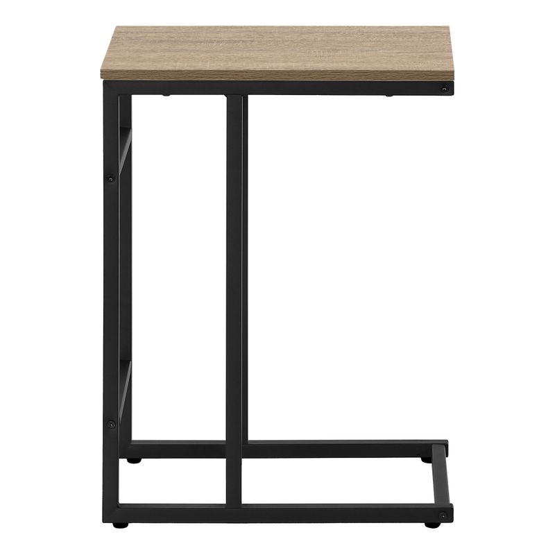 Accent Table/ C-shaped/ End/ Side/ Snack/ Living Room/ Bedroom/ Metal/ Laminate/ Brown/ Black/ Contemporary/ Modern