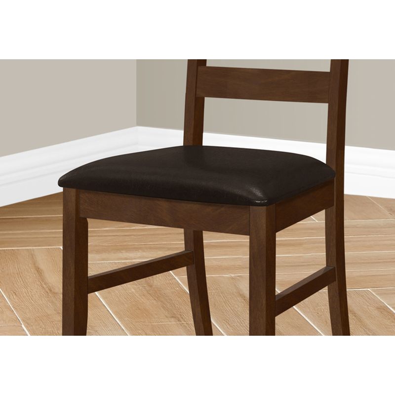 Dining Chair - 2Pcs / 37"H Brown / Dark Brown Pu Seat