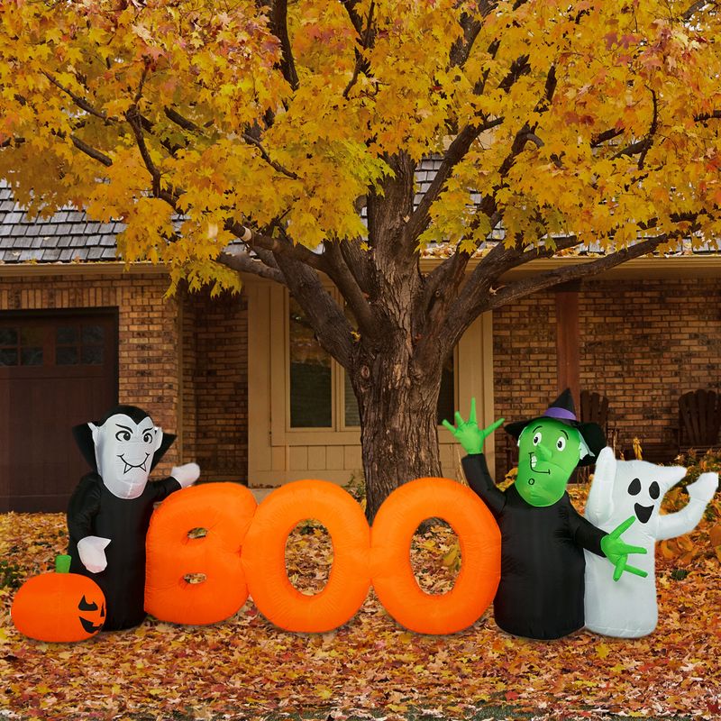 10-ft. Wide Prelit Inflatable Boo Sign with Vampire, Ghost, and Witch