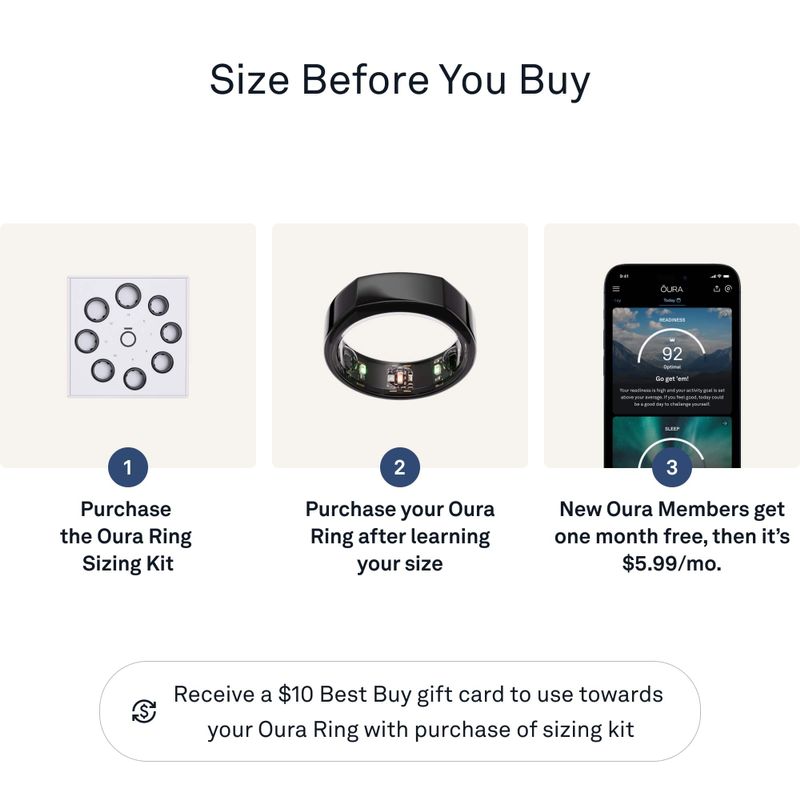 Oura Ring Gen3 - Heritage - Size Before You Buy - Size 8 - Black