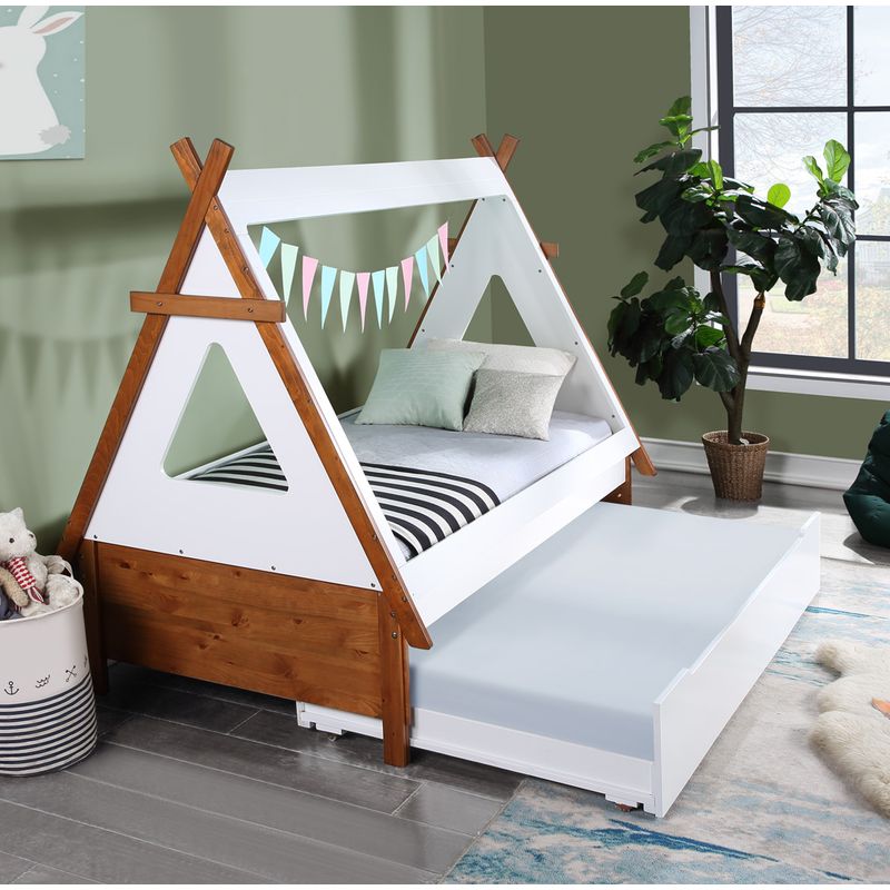 ACME Loreen Twin Bed, Oak & White Finish