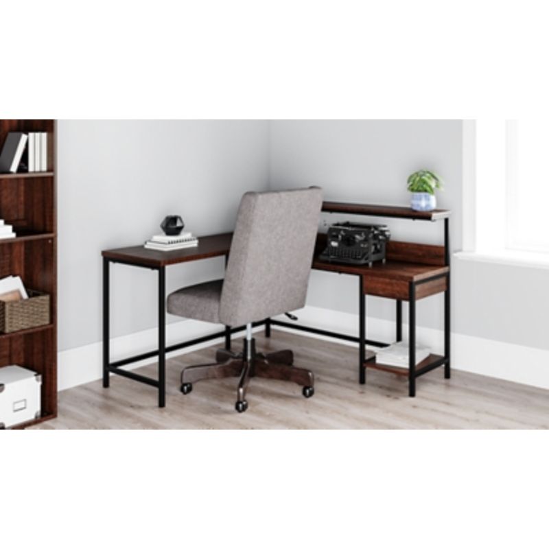 Warm Brown Camiburg L-Desk with Storage