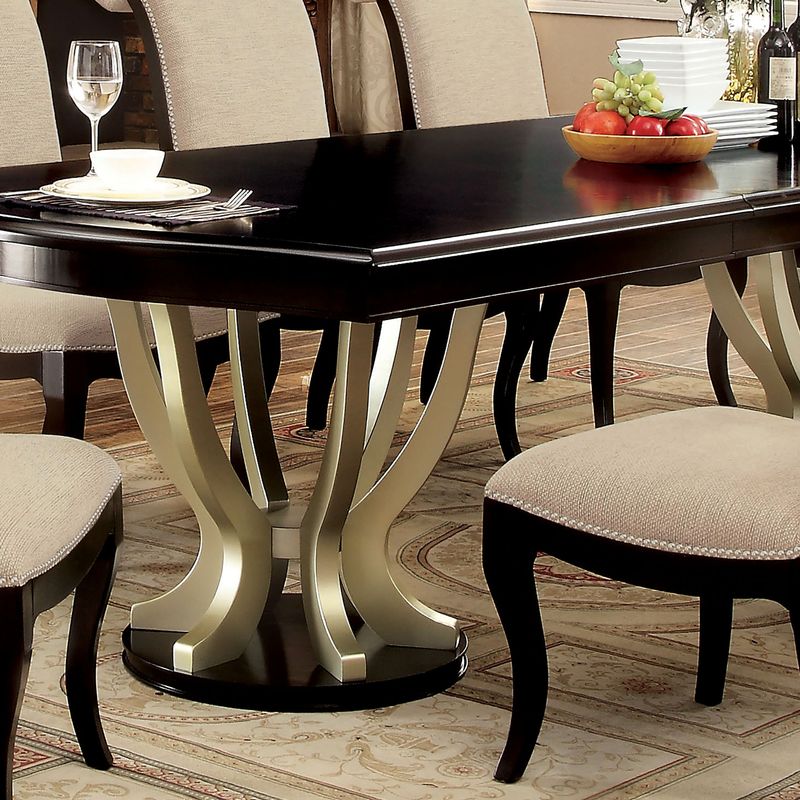 Transitional Wood Dining Table in Espresso and Champagne