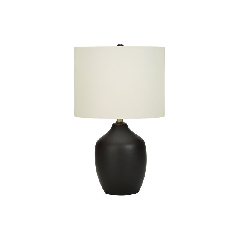 Lighting - 22"H Table Lamp Black Ceramic / Ivory Shade