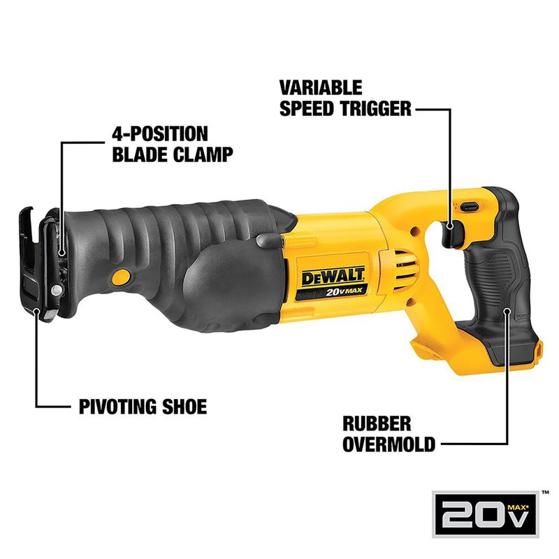 DeWalt - 20V MAX Cordless 4-Tool Combo Kit - Drill Circular Saw Recip Saw Worklight