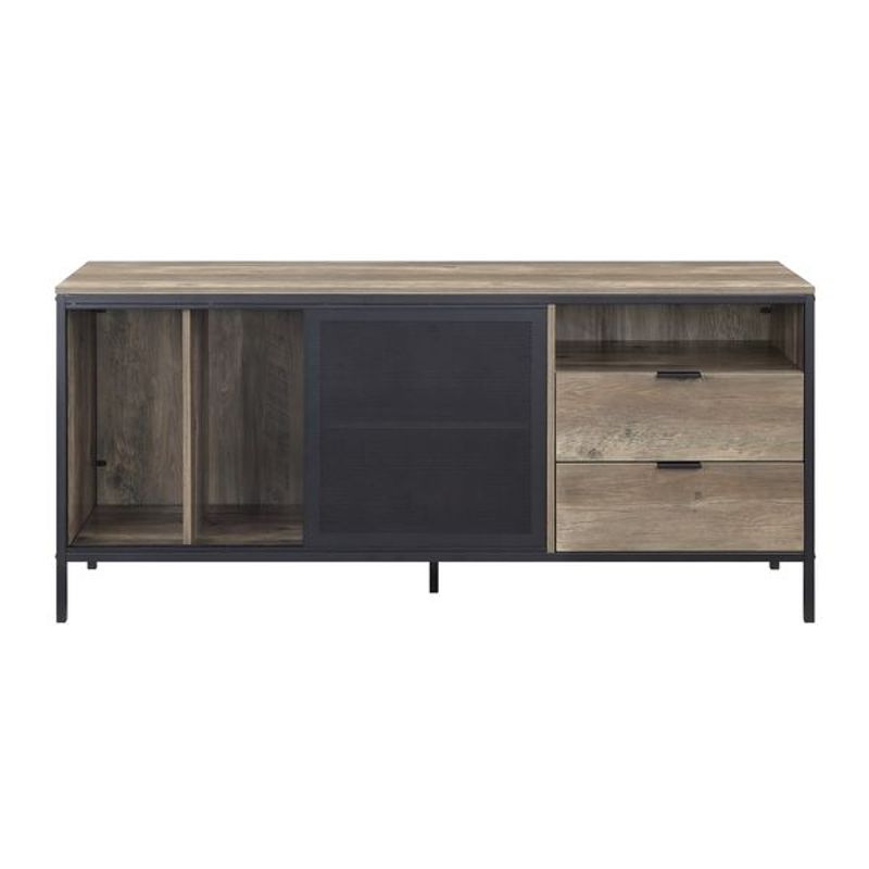 ACME Nantan TV Stand, Rustic Oak & Black Finish