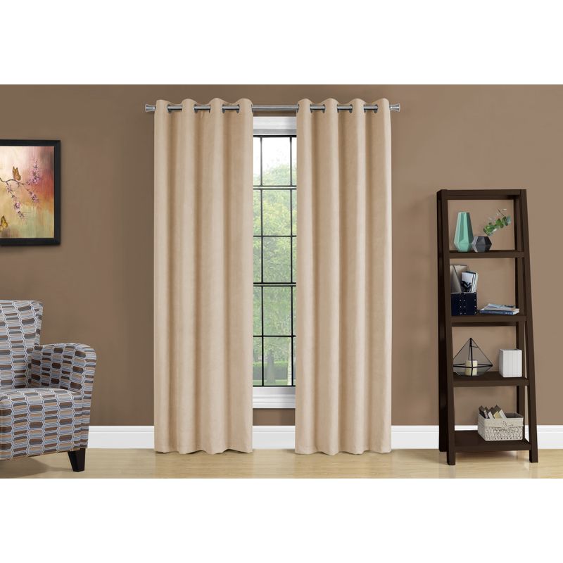 Curtain Panel/ 2pcs Set/ 54"W X 95"L/ Room Darkening/ Grommet/ Living Room/ Bedroom/ Kitchen/ Micro Suede/ Polyester/ Beige/ Contemporary/ M