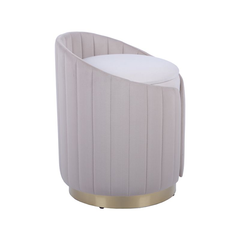 Techni Home Plush Velvet Vanity Stool Ottoman with Storage, Taupe