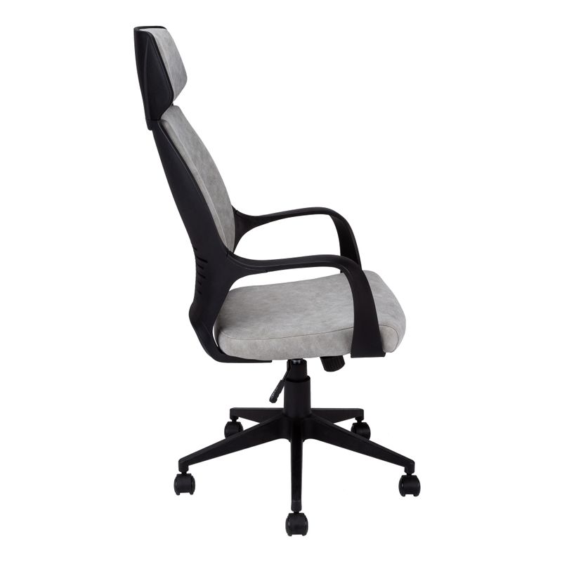 Office Chair/ Adjustable Height/ Swivel/ Ergonomic/ Armrests/ Computer Desk/ Work/ Metal/ Fabric/ Grey/ Black/ Contemporary/ Modern