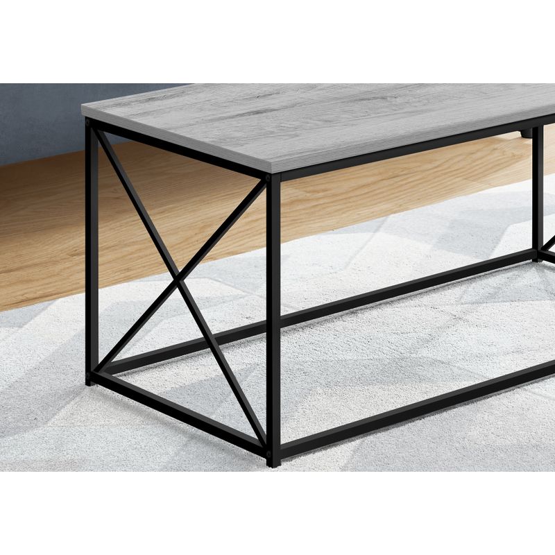 Coffee Table/ Accent/ Cocktail/ Rectangular/ Living Room/ 40"L/ Metal/ Laminate/ Grey/ Black/ Contemporary/ Modern