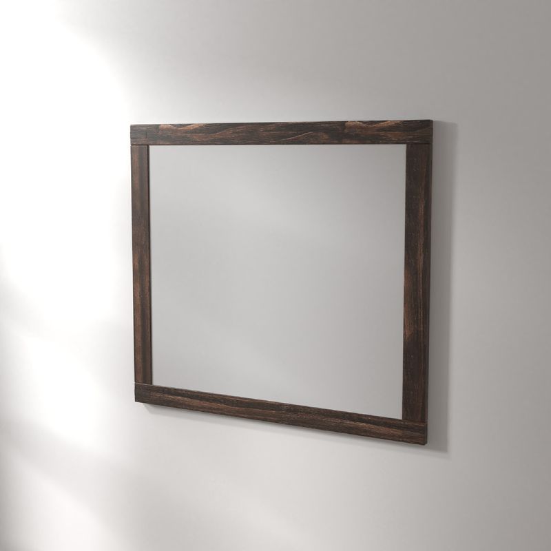 Rustic Rectangle Mirror in Wire-Brushed Rustic Brown