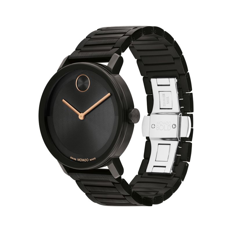 Movado - Men's Bold Evolution 2.0 Rose Gold & Black Ion-Plated Watch Black Dial