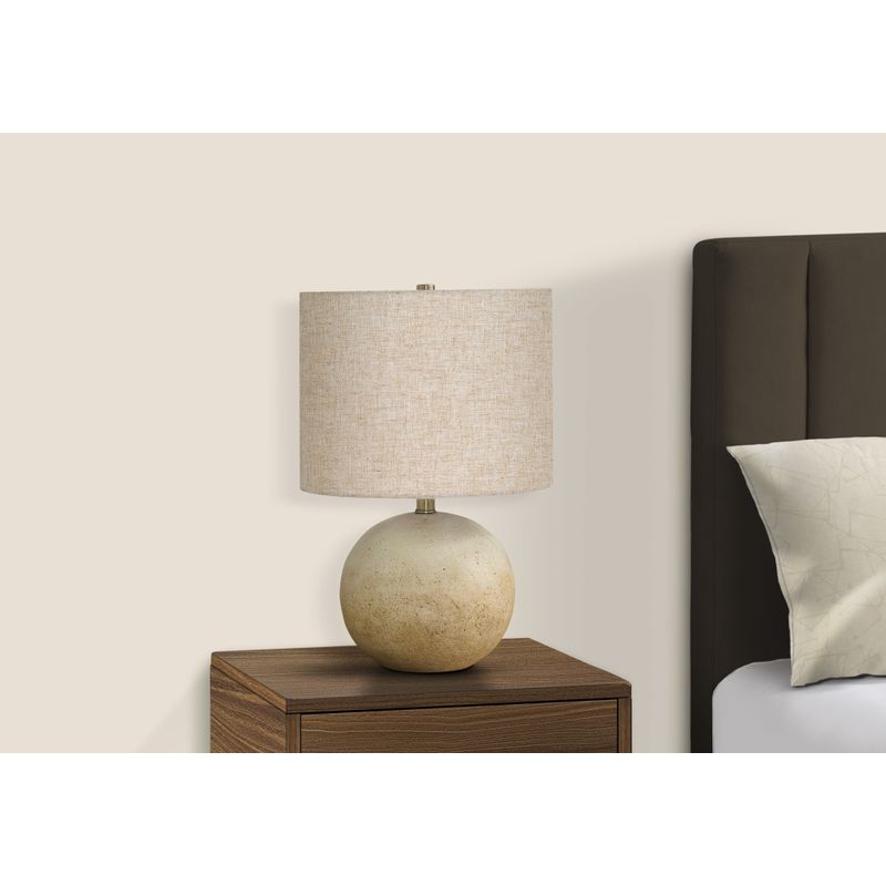 Lighting - 20"H Table Lamp Beige Concrete / Beige Shade