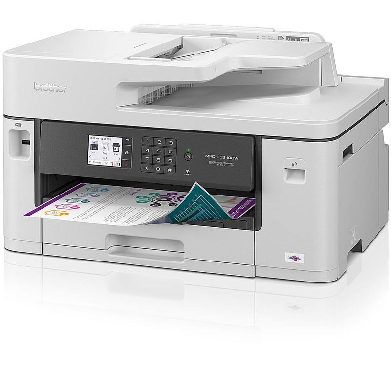 Brother - MFC-J5340DW Wireless All-in-One Business Inkjet Printer with Ledger Printing up to 11"x17" - White/Gray