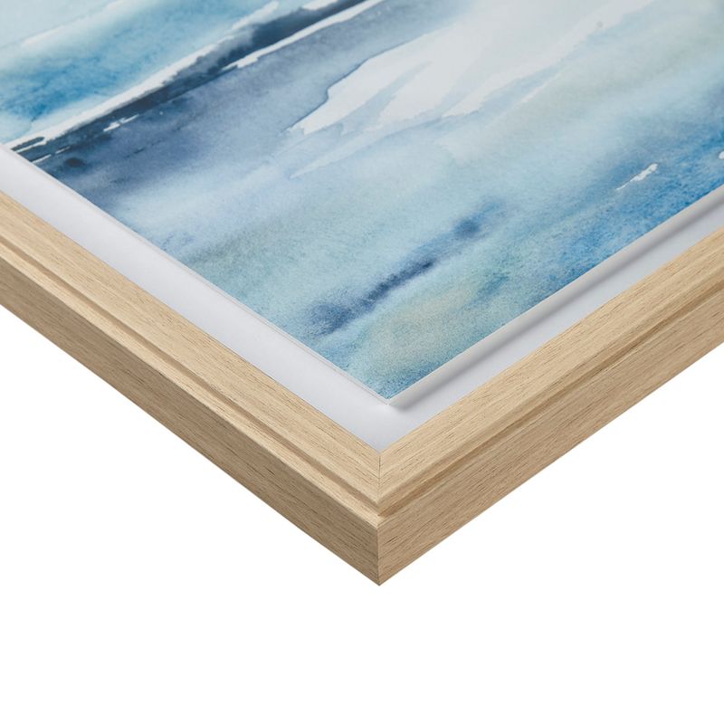Blue Sparkling Sea Framed Glass and Single Matted Abstract Landscape Coastal Wall Art See below