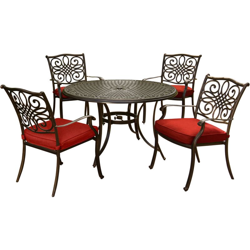 Traditions 5pc: 4 Dining Chairs, 48" Round Cast Table