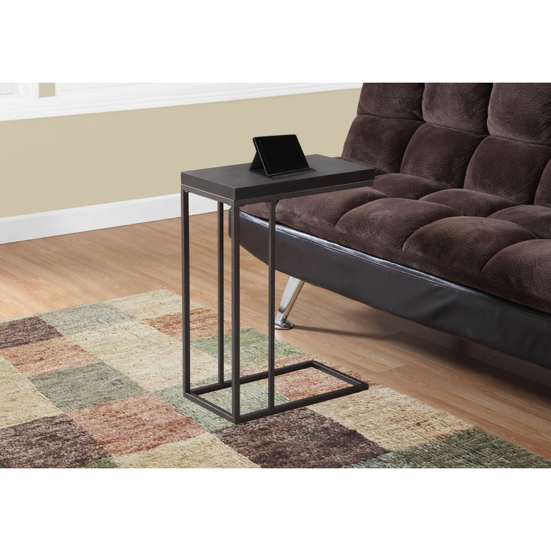 Accent Table/ C-shaped/ End/ Side/ Snack/ Living Room/ Bedroom/ Metal/ Laminate/ Brown/ Contemporary/ Modern