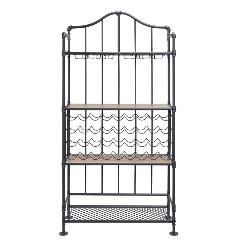 ACME Edina Wine Rack, Oak & Sandy Black Finish