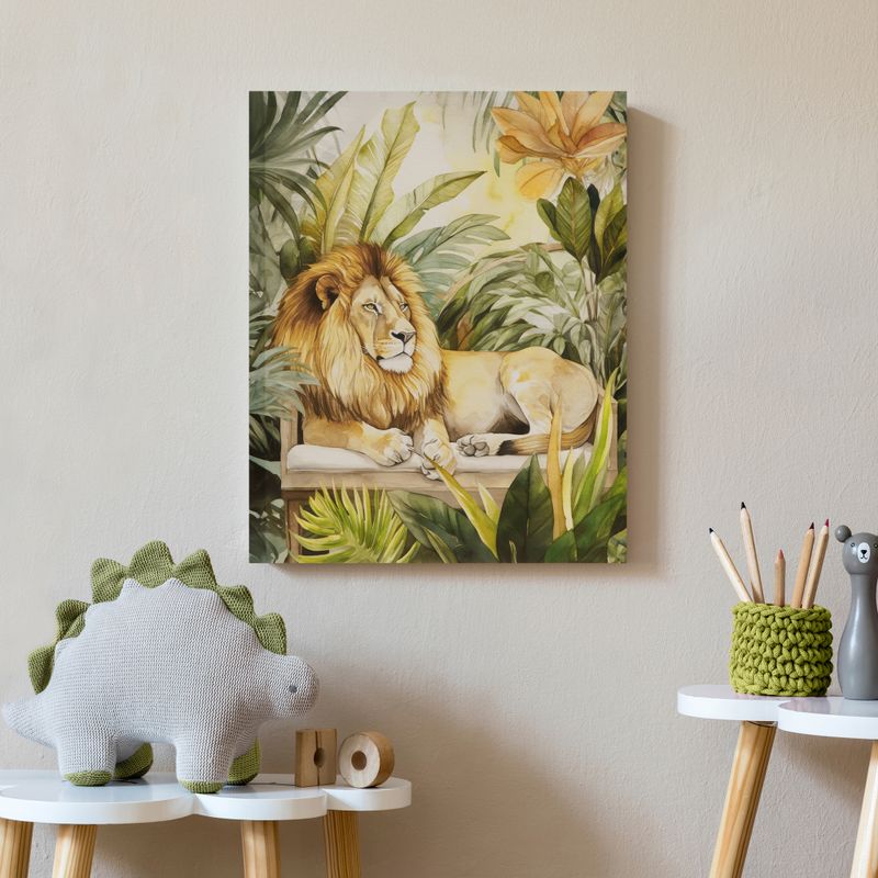 Lion Green Multi Jungle Feline Jungle Lion Canvas Wall Art See below