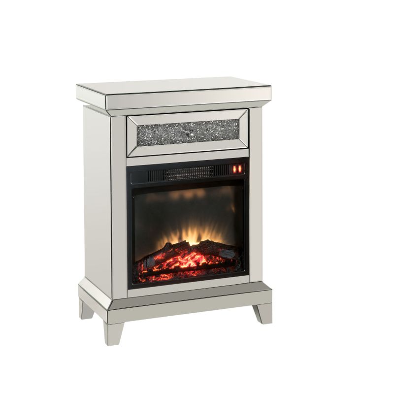 ACME Noralie Fireplace, Mirrored & Faux Diamonds