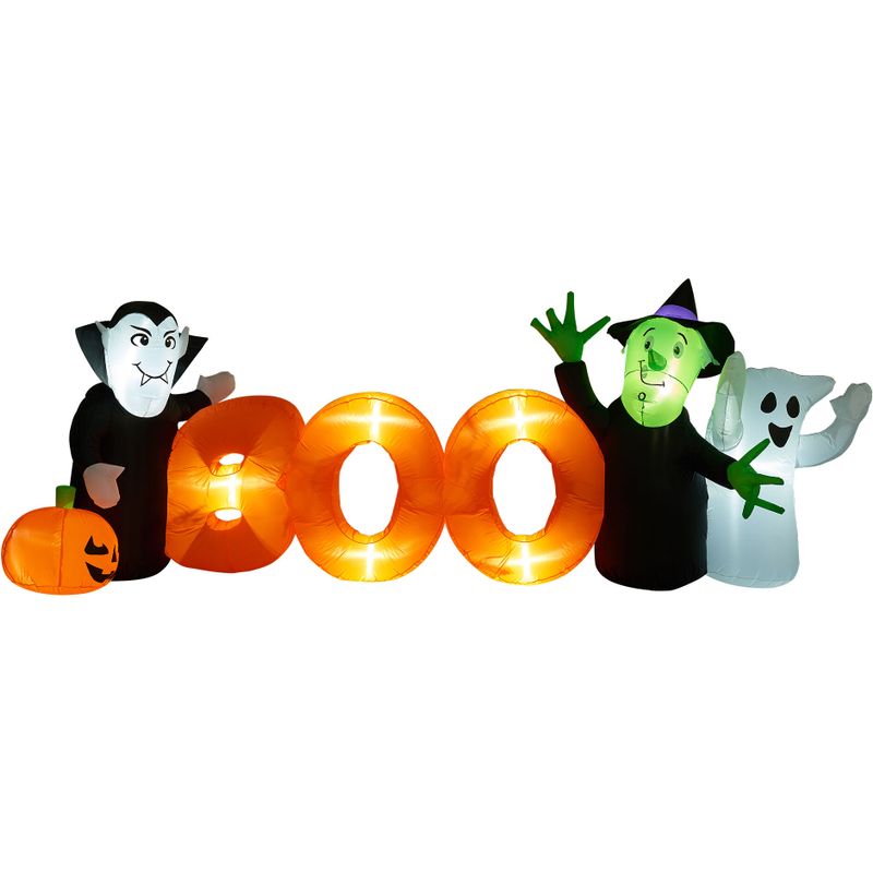 10-ft. Wide Prelit Inflatable Boo Sign with Vampire, Ghost, and Witch