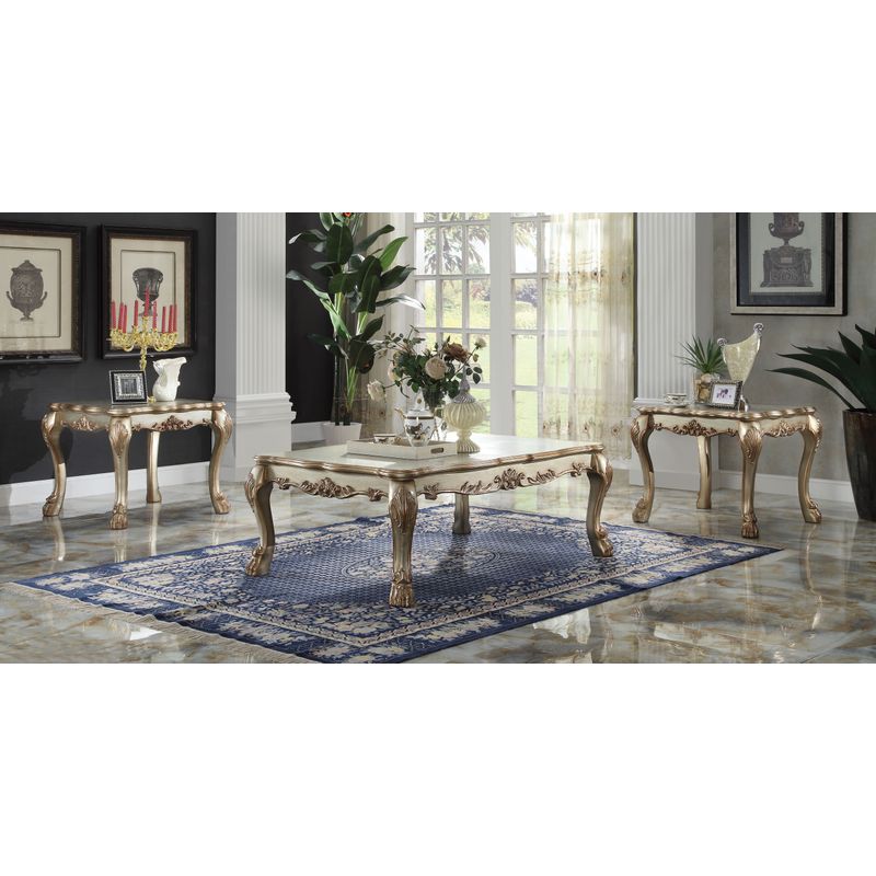 ACME Dresden End Table, Gold Patina & Bone
