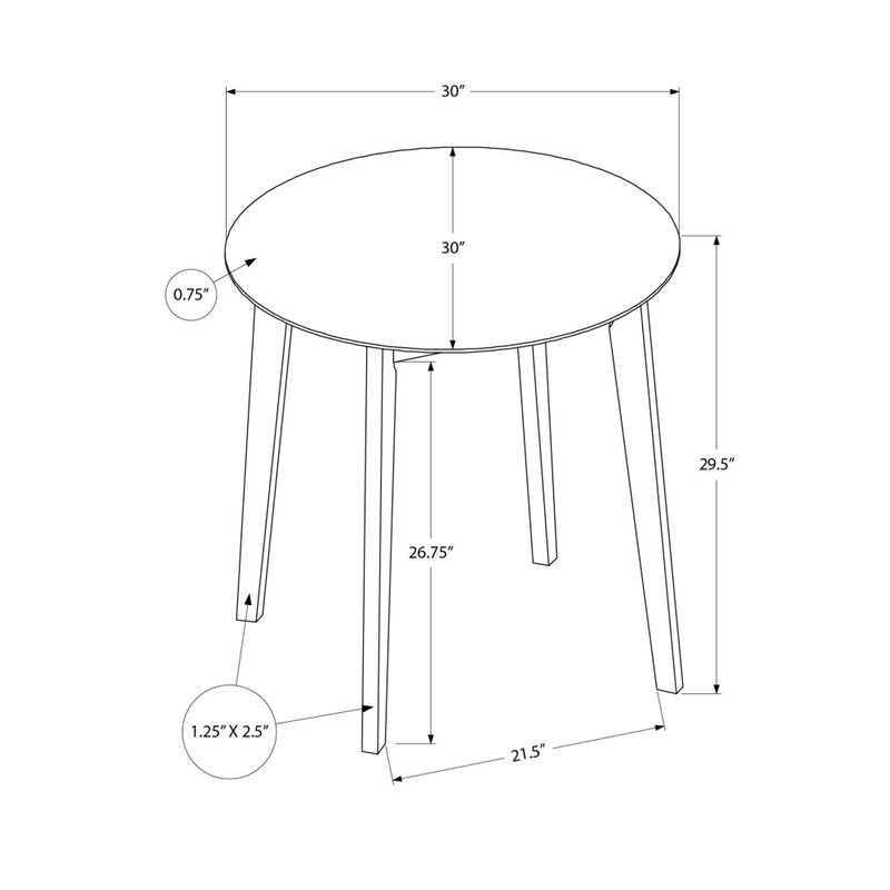 Dining Table - 30"Dia / Cream / Oak Veneer Top